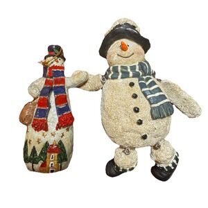 Set Of Two Vintage Snowsinkle Snowmen Figurines